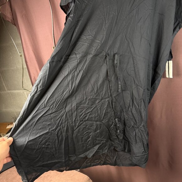 Lands' End 1X, M-L LONG Sheer Oversized Black Gathered Waist Swim Cover-up Dress - Picture 5 of 8